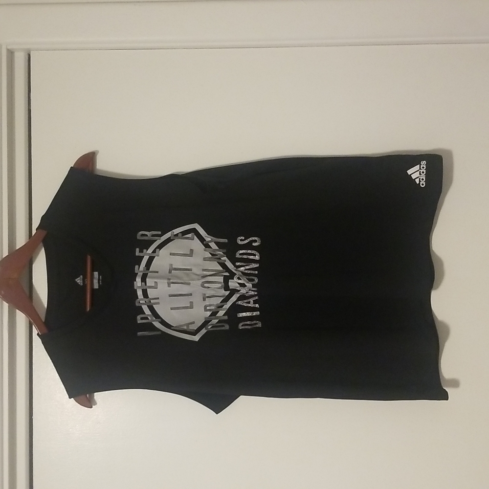 Adidas black tank with softball graphic